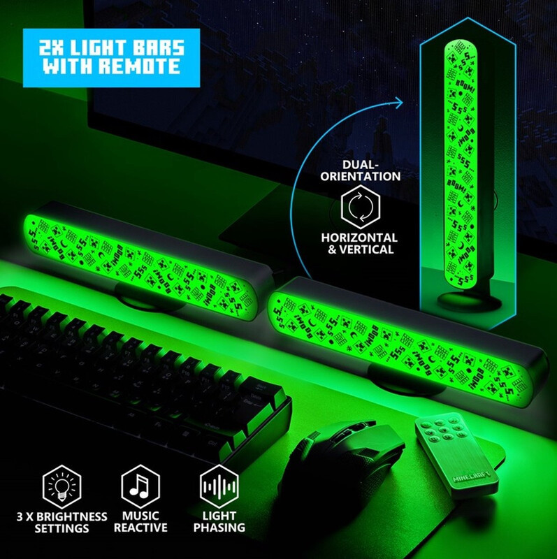 Paladone Minecraft Creeper LED Lichtbalken - Set van 2, Zwart