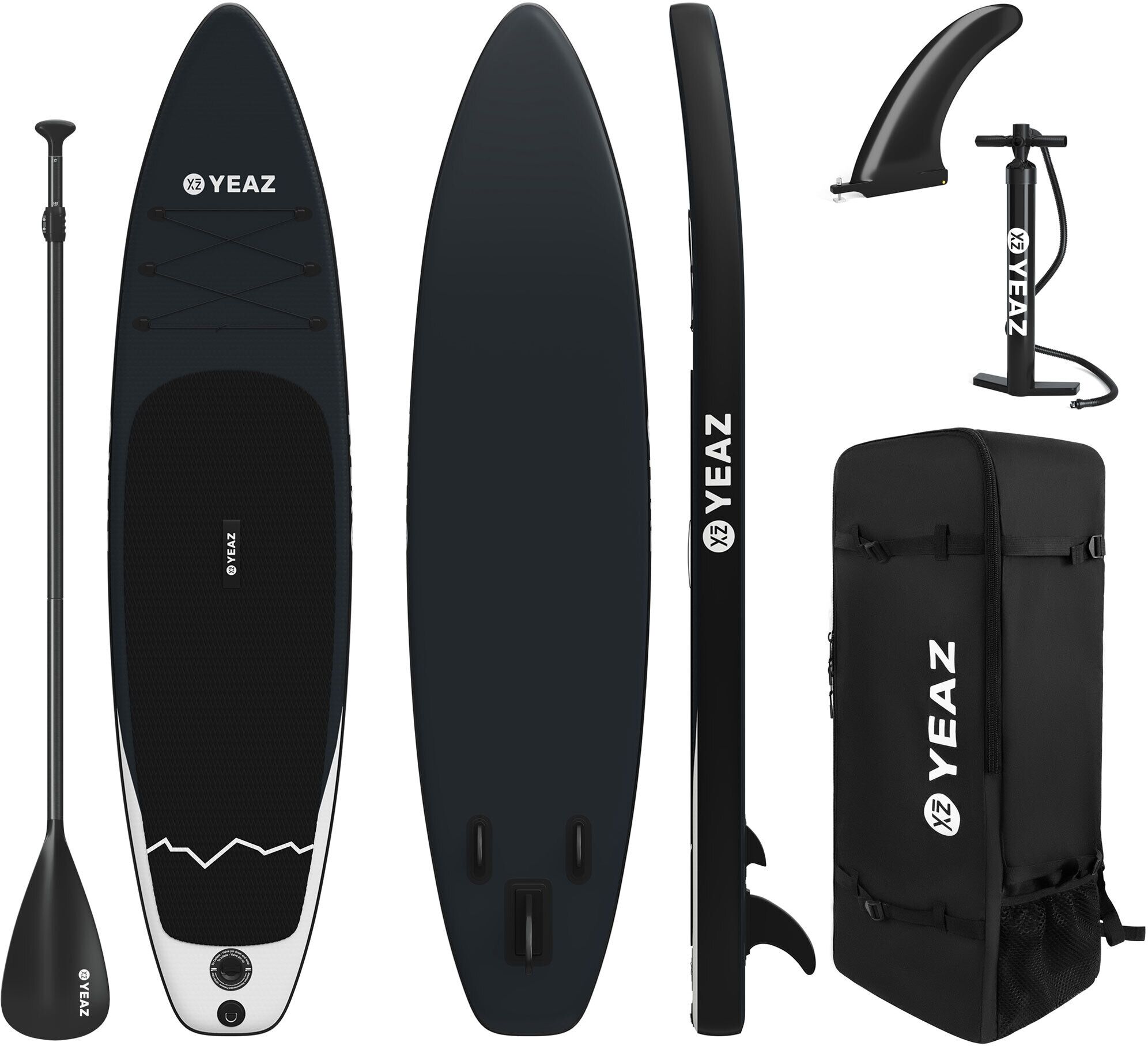 Inflatable SUP-Board YEAZ "SUP Board und Kit NALU - EXOTRACE PRO - SET", schwarz, Wassersportboards, Inflatable SUP-Board
