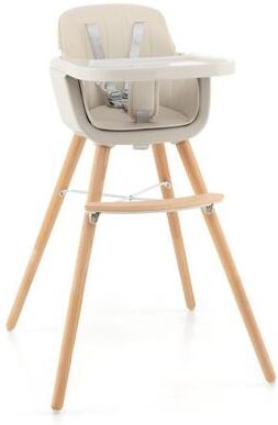 Costway 3-in-1 Convertible Wooden High Chair with Cushion-Beige