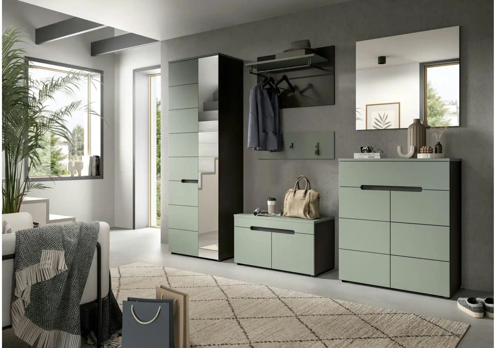 Höffner Garderobenschrank  Canu ¦ grau ¦ Maße (cm): B: 65 H: 190