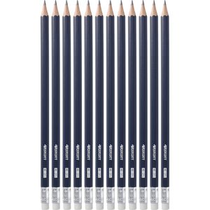 Westcott Bleistift E-733992 00, Härte HB, mit Radiergummi, 12 Stück