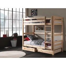 VIPACK Etagen-Hochbett Pino 180 cm Höhe, Ausf. Kiefer massiv natur lackiert