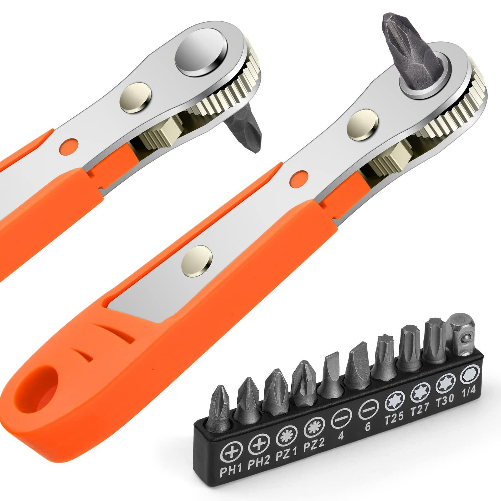 Solidchoice Mini Ratschen sleutel met 10 Bits, 110mm 1/4 inch voor Gereedschap en Auto's