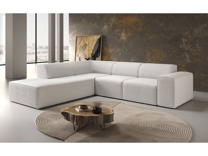 Designer Ecksofa Idiola in Teddy Bouclé - Bouclé - Braun - Links - Luxusbetten24