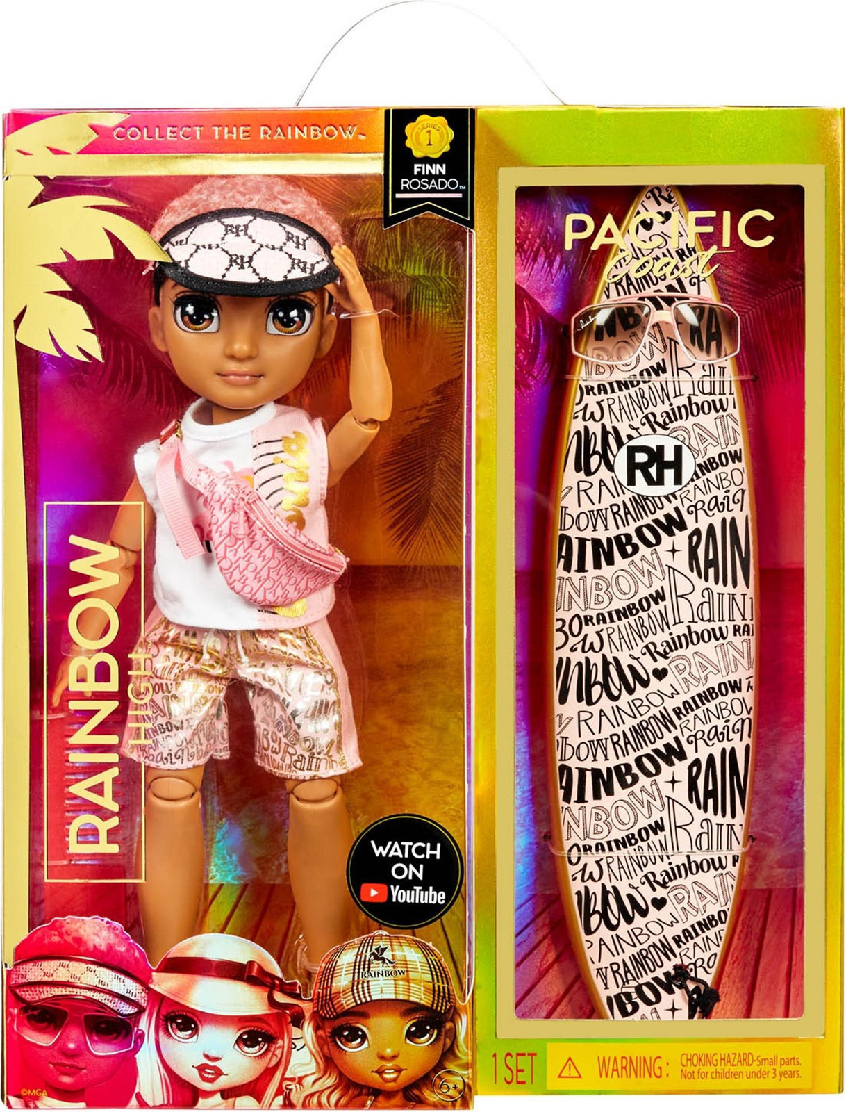 Rainbow High Pacific Coast Fashionpop Finn Rosado Roze Goud Modepop voor jongens vanaf 6 jaar