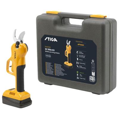 Akku-Astschere STIGA GARDEN "SC 100e", gelb, Gartenscheren-Maschinen, 500 Watt Motor, Karbonstahl-Klinge, inkl. Akku und Ladegerät