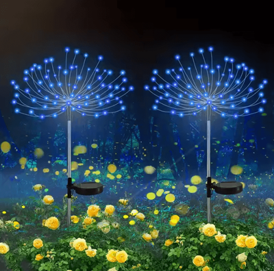 Inspire Curations Solar Firework Dandelion Lights Waterproof Outdoor Garden Stake blue 90led