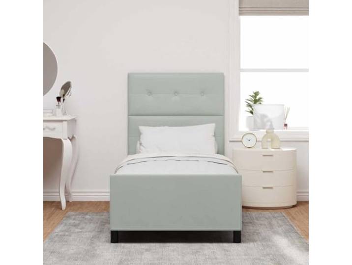 KTHLBRH Boxspringbett 90 x 200 cm Samt Hellgrau Massives Kiefernholz, modernes Design, Kopfteil inklusive, rechteckige Form