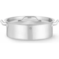 Hendi Kochtopf, niedrig - mit Deckel,, 14,1L, ⌀360x(H)139mm, Pfanne + Kochtopf, Silber