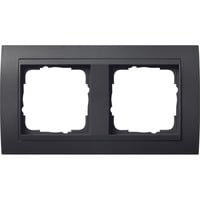 Abdeckrahmen 2-fach mit Zwischenrahmen, bruchsicher, Kunststoff, Thermoplast anthrazit, Retail