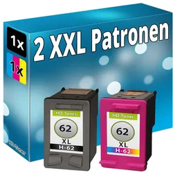 Druckfuxx, Druckerpatrone, 2x DRUCKER TINTE PATRONE für HP 62-XL ENVY 5644 5646 5660 7640 DeskJet 5645 AiO