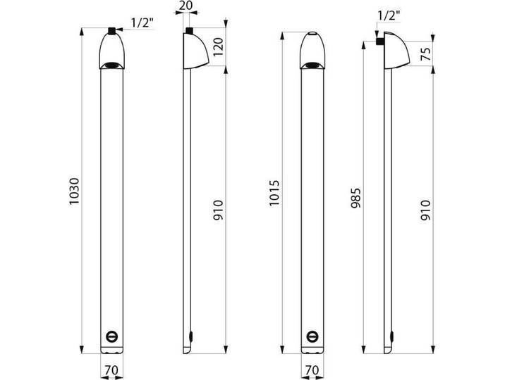 Delabie DU-Elem. SPORTING 2 G1/2B\, corps en aluminium anodisé\, mécanisme de décharge automatique\, temps de décharge : 30 secondes.
