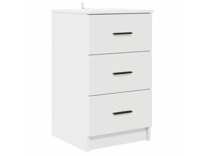 GHVBNMF Nachttisch mit 3 Schubladen Weiß 38x38x66cm Beistelltisch Kompakte Nachtkonsole fürs Schlafzimmer mit 3 Fächern und dezenten Metallgriffen für geordnete Utensilien am Bett.