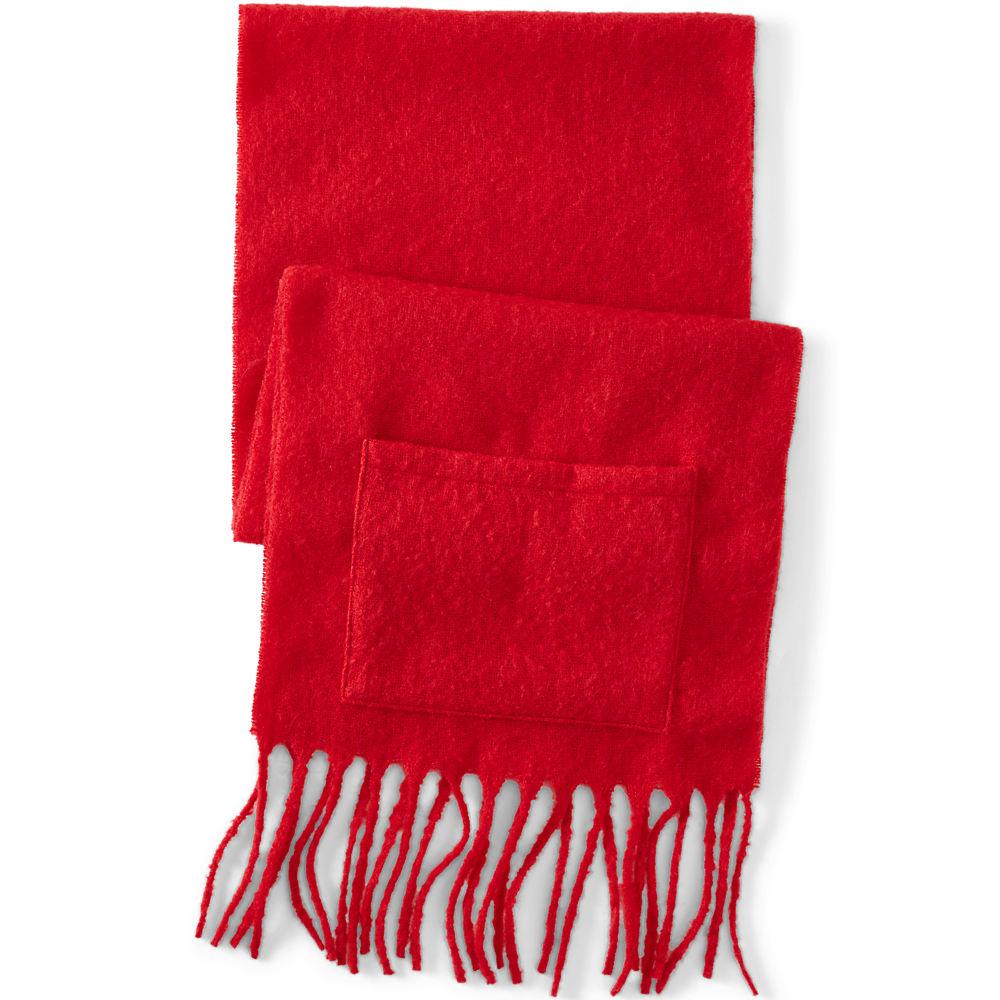 Langer flauschiger Schal mit Fransen, Damen, size: regular, Rot, Polyester, by Lands' End