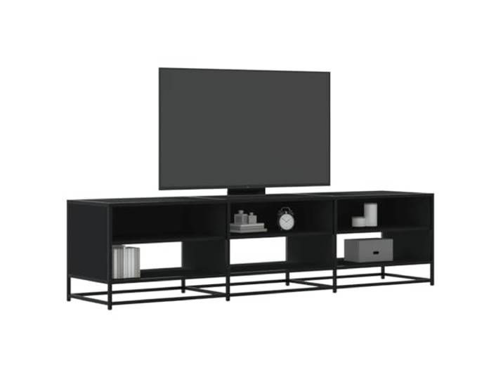 HEFZGDB TV-Schrank Schwarz 180x40x46 cm Holzwerkstoff mit Metallgestell, Stauraum für Elektronikgeräte, Bücher und Deko, robuste Oberplatte, langlebiges Möbelstück für Wohnzimmer,
