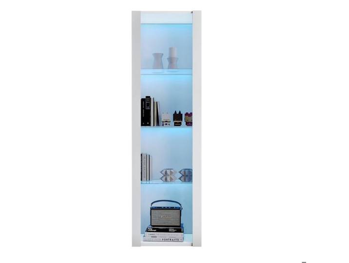 Vitrine blanche brillante avec LED 3 étagères en verre meuble haut de rangement et présentation 55x38x166 cm