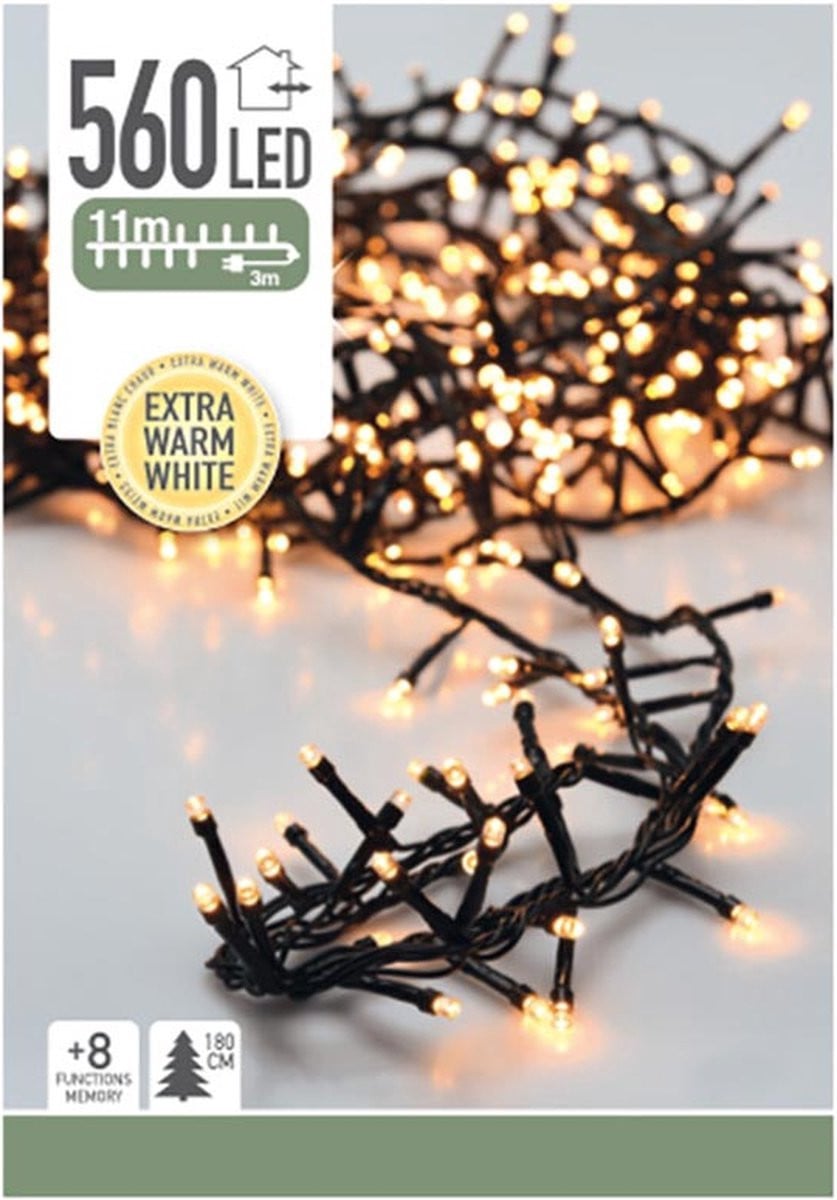 Koopman Microcluster Kerstverlichting - 560 LED - 11 meter - Warm wit - Timer - IP44