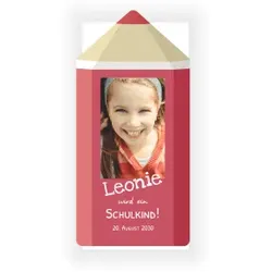Einladungskarte Einschulung: Buntstift mit Foto in Pink