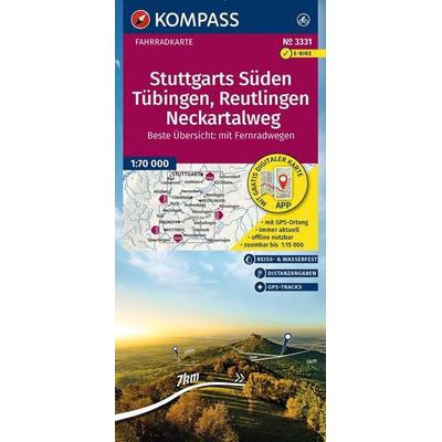 KOMPASS Fahrradkarte 3331 Stuttgarts Süden, Tübingen, Reutlingen, Neckartalweg 1:70.000, Sonstige von , KOMPASS Freytag & Berndt, 978-3-99154-059-5