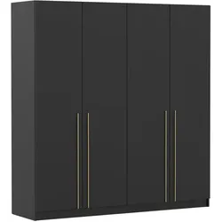 DREHTÜRENSCHRANK ROSA 4D 200/210/55 cm 4-türig Schwarz