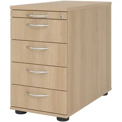 bümö Schreibtisch Schrank abschließbar, Schubladenschrank Holz in Eiche, Container mit Schubladen - Schubladen Schrank Büro, Schreibtisch Container