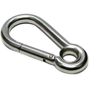 PRIOstahl Karabinerhaken 308, Edelstahl, 40x4mm, klein, mit Kausche, Tragkraft 400kg