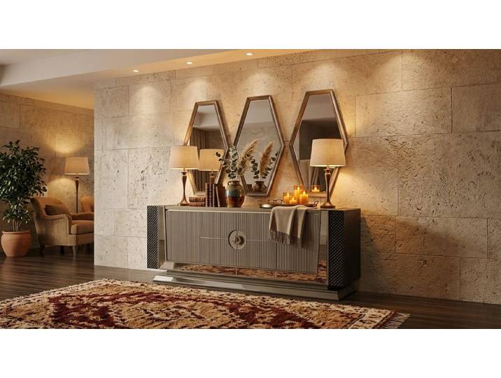 JVmoebel Sideboard Hochwertiges Sideboard mit Spiegel für ein elegantes Esszimmer (2 St., 2-tlg)