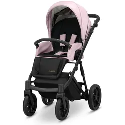 Kunert, Kinderwagen, IVENTO 3in1 Öko-Leder Kinderwagen in Rosa Metallic mit schwarzem Rahmen