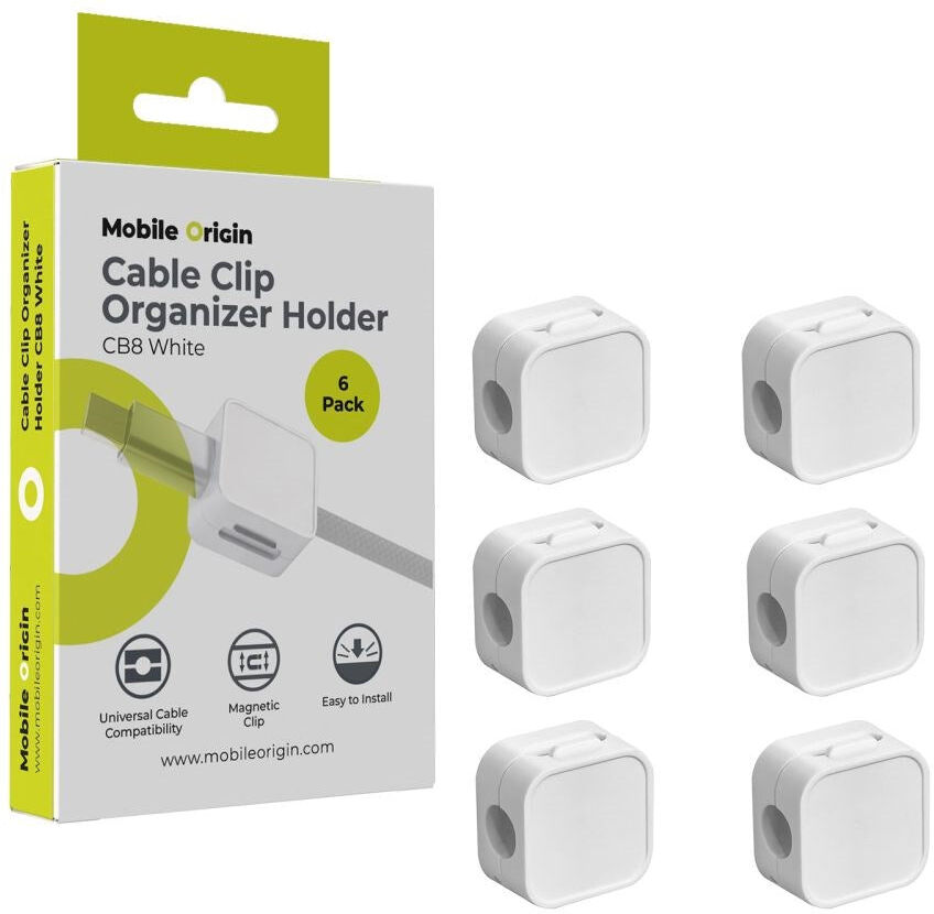 Mobile Origin Kabelholder m. Magnetisk Lukning - 6 stk. - Hvid