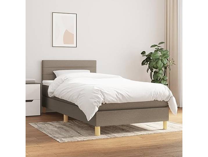 RJPLMFV Lattenrost, 90 x 200 cm, Taupe, Stoff Verstellbarer Kopf, Taschenfedern, mittlere Festigkeit, langlebig, atmungsaktiv
