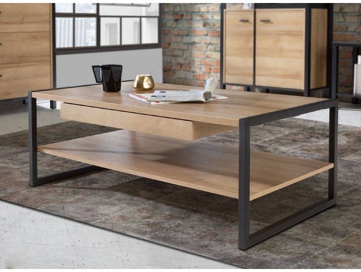 freiraum Couchtisch HIGH ROCK, in Riviera Eiche Dekor mit Schublade - 111x40x60cm (BxHxT)