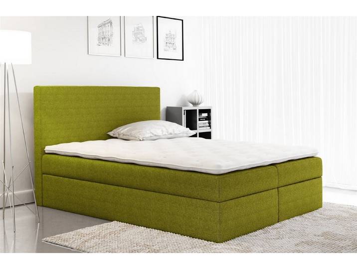 Fun Möbel Boxbett Schlafzimmerbett KELIS in Stoff (inkl. Bettkasten, inkl. Kaltschaumtopper)