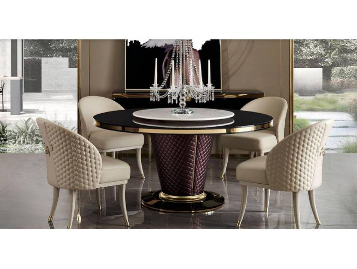 JVmoebel Essgruppe Eleganter runder Tisch mit gepolsterten Sessel-Stühlen, Made in Europa