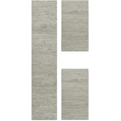 Bettumrandung THEKO "Hadj Uni", beige (natur grau), H:25mm, Obermaterial: 100% Wolle, Bettumrandungen, echter Berber Teppich, reine Wolle, handgeknüpft, Schlafzimmer