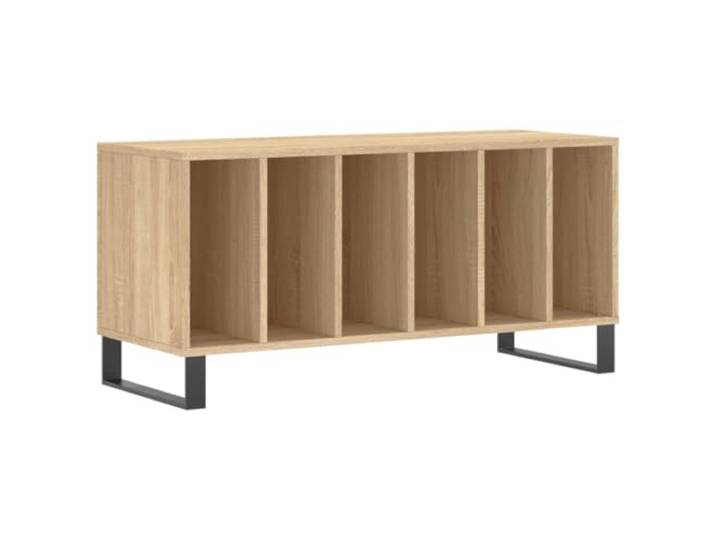 Plattenschrank Sonoma-Eiche 100x38x48 cm Holzwerkstoff Schallplatten aufbewahren, LP-Aufbewahrung, Plattenspieler-Stand, Eisenbeine, industrielle Note, Vinylregal