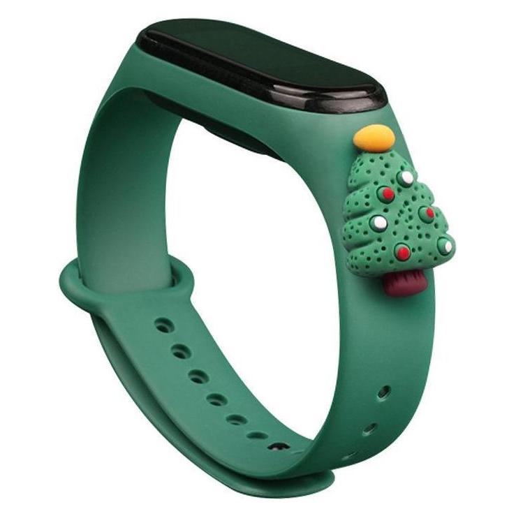 Hurtel Strap Xmas Armband für Xiaomi Mi Band 4 / Mi Band 3 Christmas Silicone Strap Armband Dunkelgrün (Wei (Kunststoff, Silikon) (1404978613)