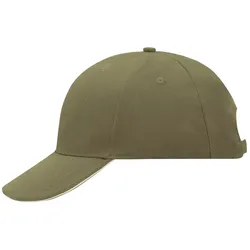 Basecap "MB024" 6-Panel-Sandwich - olive/beige