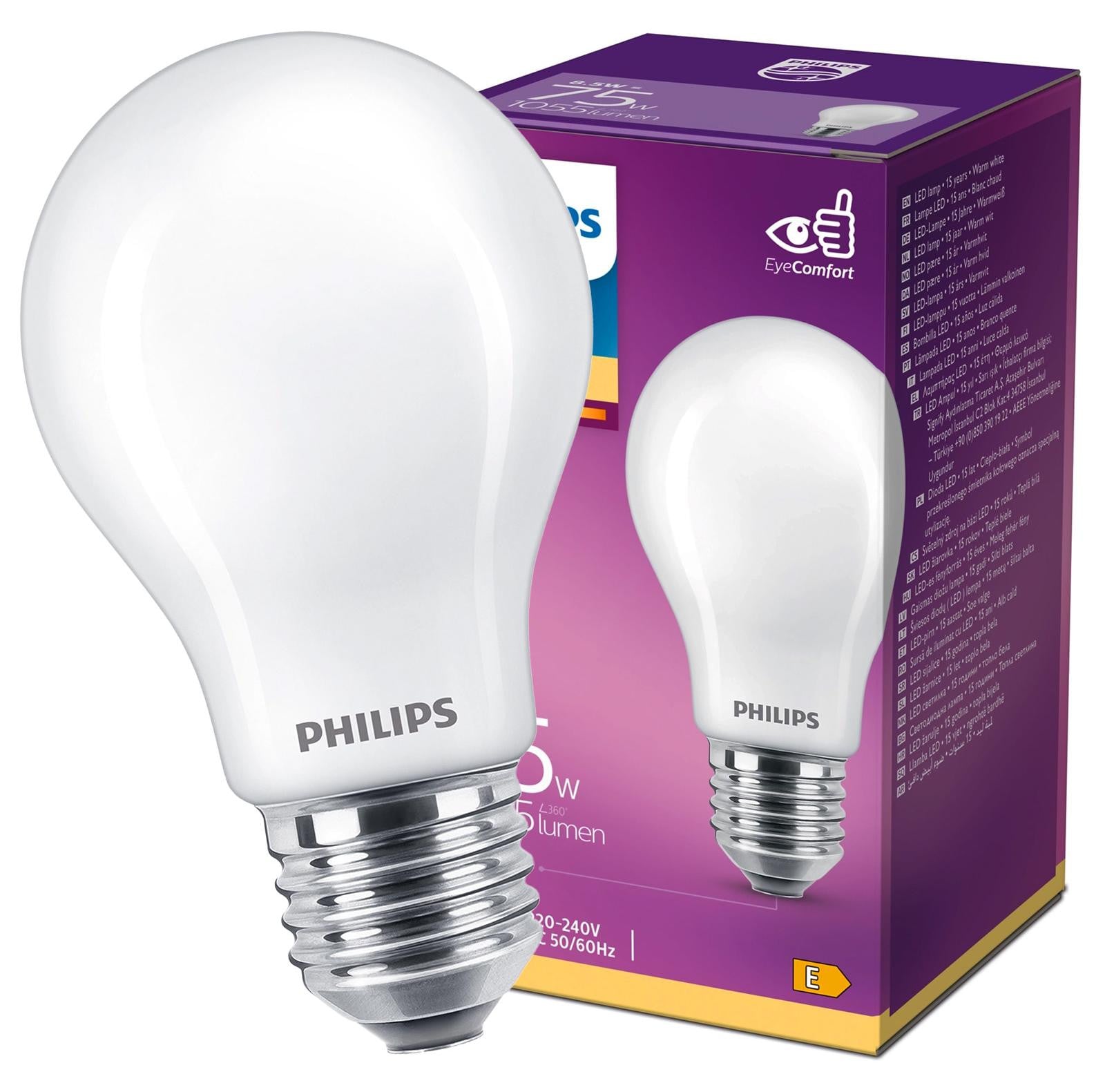 Philips LED Gloeilamp A60 E27 Matte Afwerking Warm Wit 75W 1055 lm