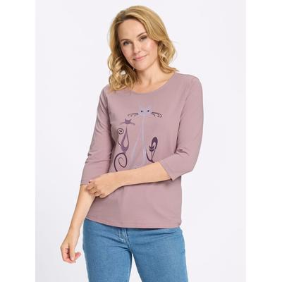 3/4-Arm-Shirt CLASSIC BASICS "Shirt", Damen, Gr. 42, rosa (mauve, traube, bedruckt), 100% Baumwolle, gemustert, Rundhals, Shirts 3/4-Arm-Shirt