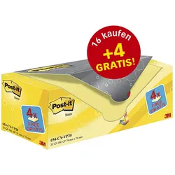Post-it® Haftnotizen 7,6 x 7,6 cm, 16 Blöcke + GRATIS 4 Blöcke