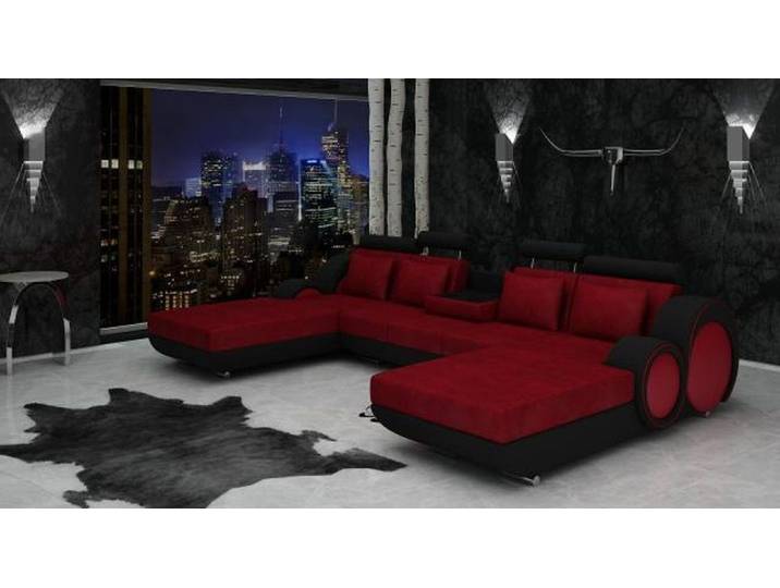 Xlmoebel Wohnlandschaft XLMOEBEL U-Form Textilsofa mit Liegen und individueller Farbwahl