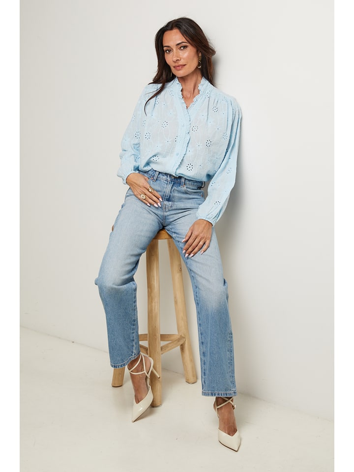 Le Monde du Lin Bluse in Hellblau - 34/36