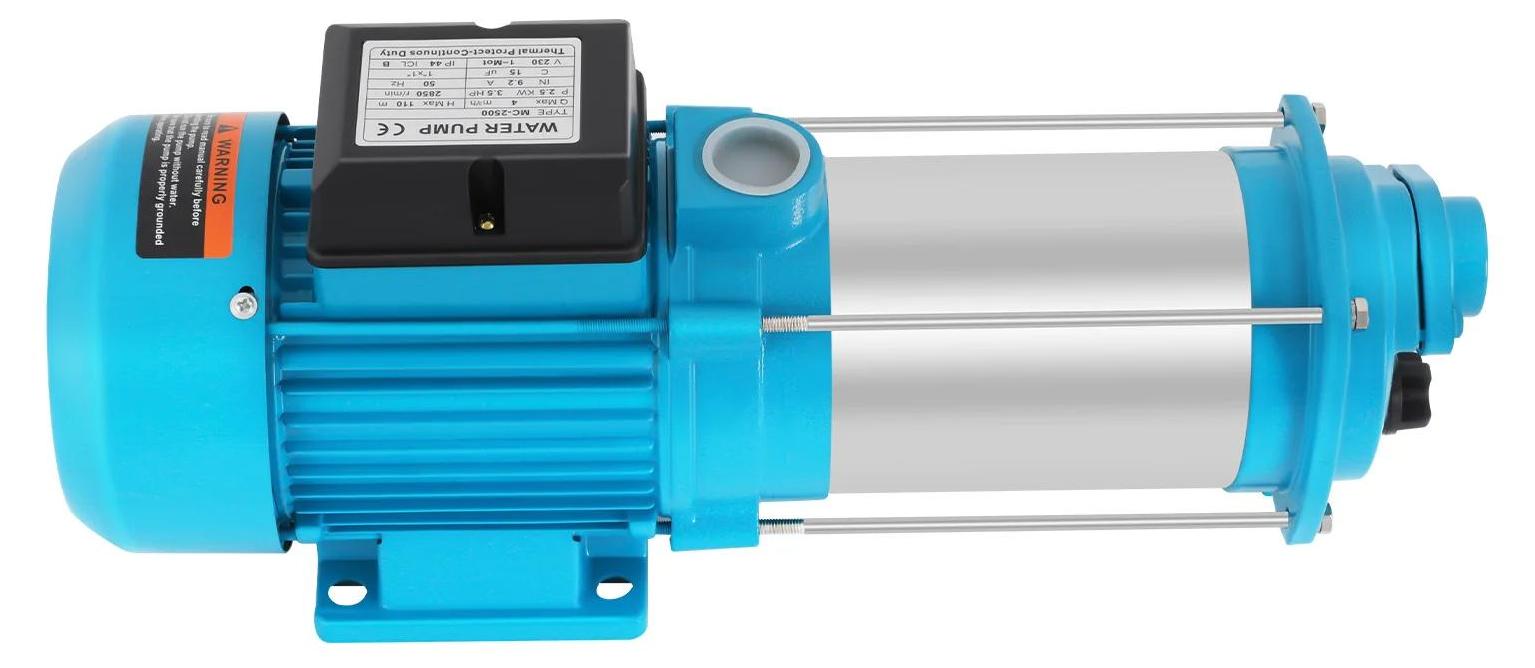 Zentrifugal-Wasserpumpe - 2500W 220V Elektropumpe - 110 m Förderhöhe Hochdruck - Edelstahl/Gusseisen - Bewässerung & Entwässerung - EU-Stecker - Blau