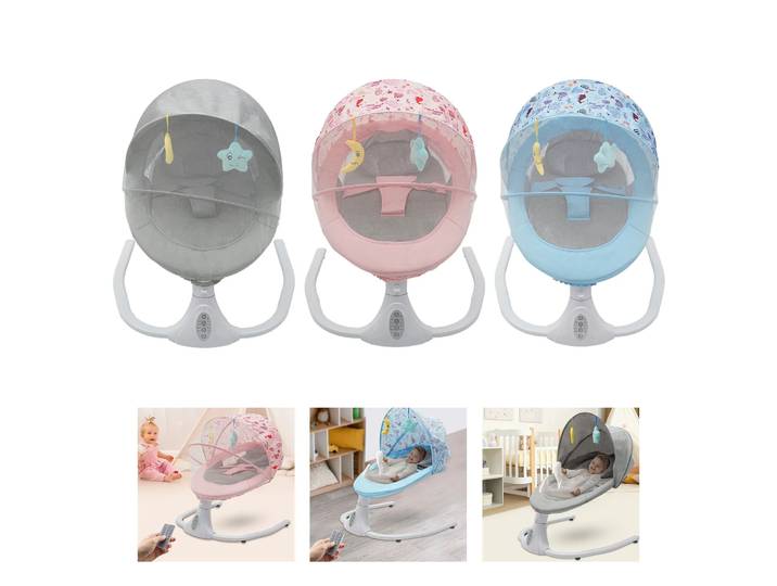 Balançoire automatique pour bébé, avec télécommande et Bluetooth, réglage de l'heure, capacité de charge maximale de 18kg pour bébés de 0 à 18 mois
