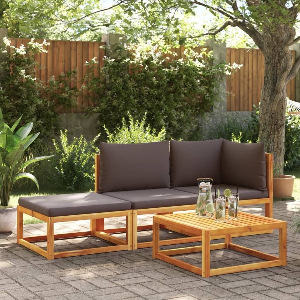 Maison Exclusive - 3-tlg. Gartensofa-Set mit Kissen Holz Akazie & Seil
