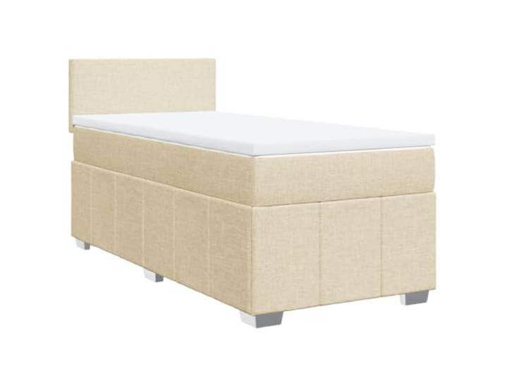 Makastle Boxspringbett mit Matratze Creme 100x200 cm 100% Polyester Stoff