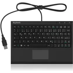 Icy Box KeySonic Mini Keyboard, smart touchpad, USB, Black (US, Kabelgebunden), Tastatur, Schwarz