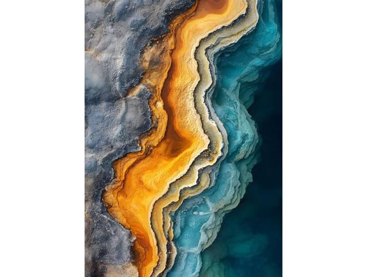 STYLER Leinwandbild Hot Spring 60x80 cm – Abstrakte Thermalquelle aus der Vogelperspektive – Ausdrucksstarkes Natur-Wandbild