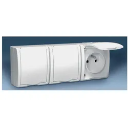 Kontakt, Steckdose, Simon Dreifache luftdichte Steckdose AQUARIUS mit 16A IP54 mit Vollklappe weiss - AQGZ1-3/11