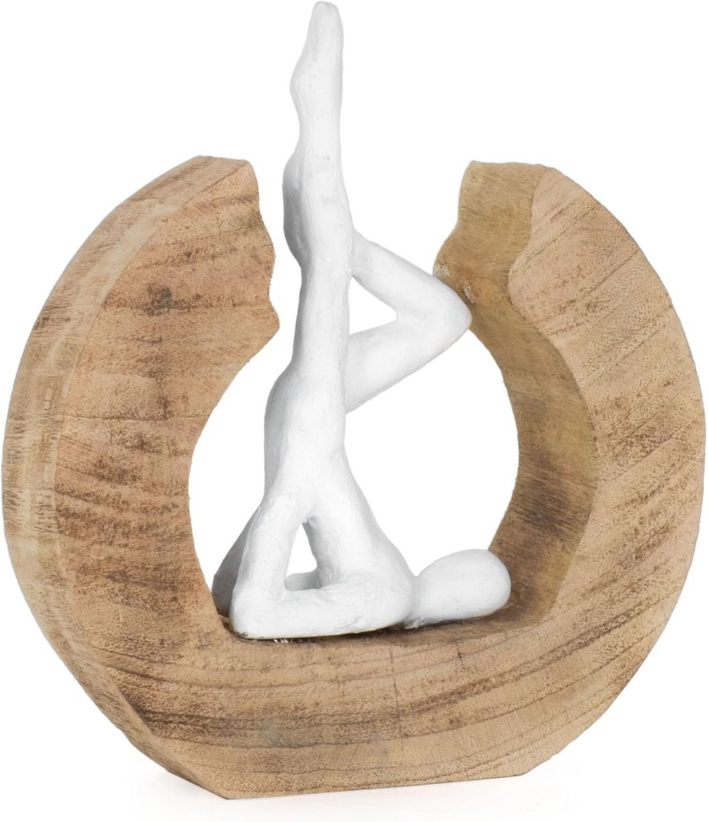 Houten Yoga Schouderstand Sculptuur Moderne Decoratie voor op Tafel